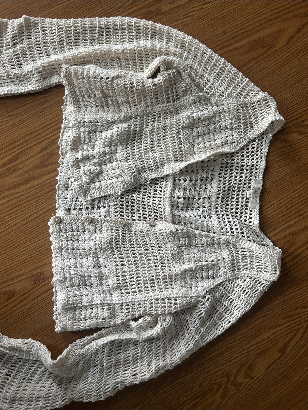 Women’s Cream Crochet Button-Front Swim Cover-Up